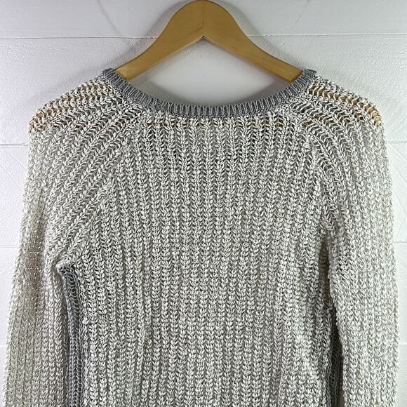 LOU & GREY White Gray‎ Knitted Crew Neck Pullover Sweater Shirt Top Size Small - Picture 3 of 11